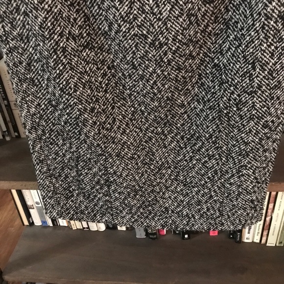 Pink Tartan Black and White Herringbone Wool Full Lined Pencil Skirt 10 Like New - Picture 9 of 16